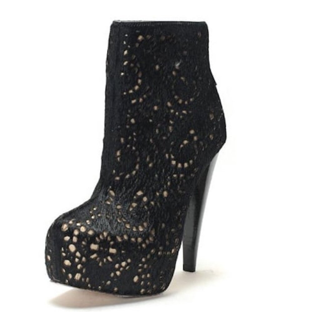 NWOB  Alice + Olivia Paige Haircalf Platform Booties